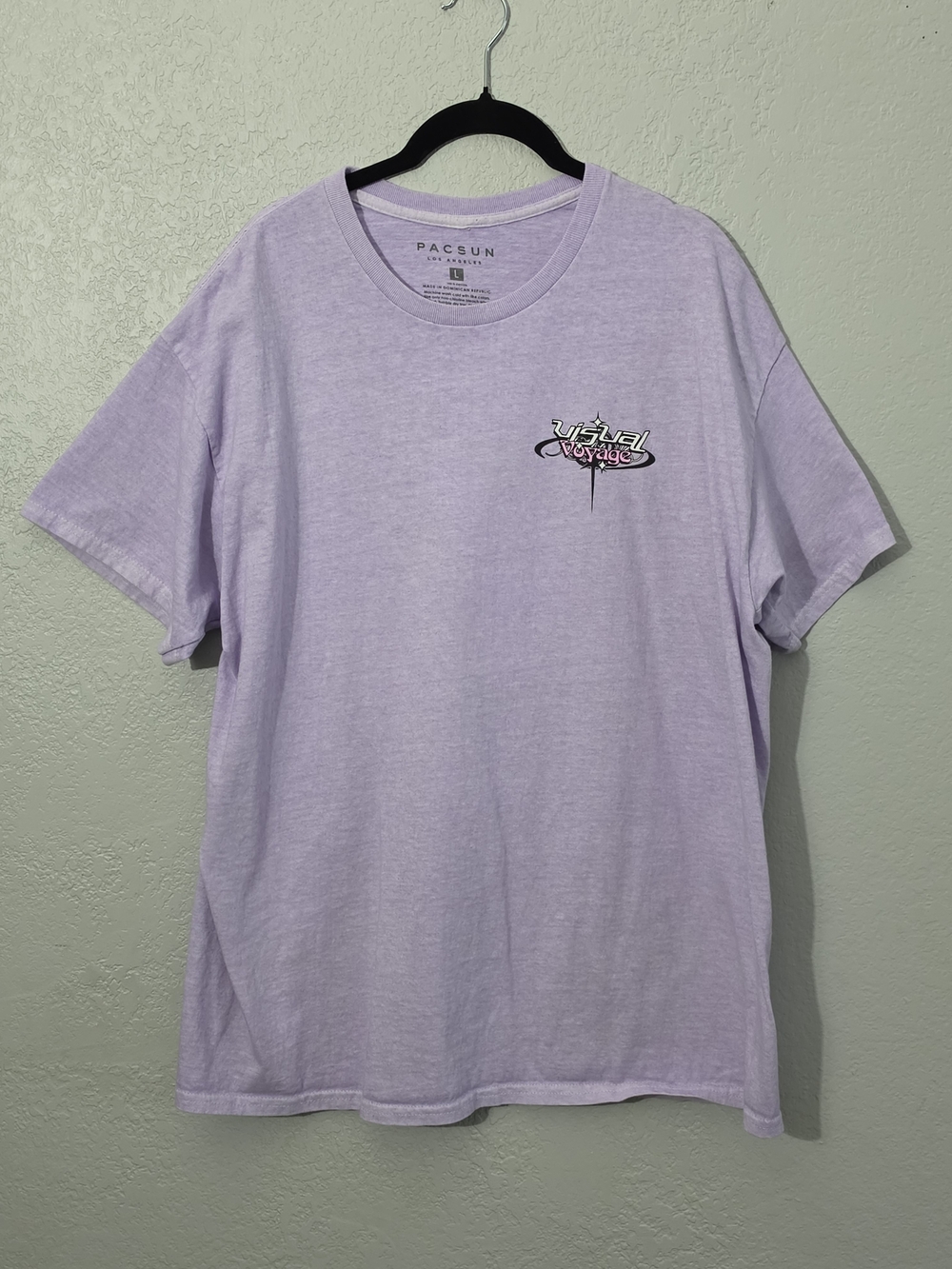 PacSun Visual Voyage Lavender Crewneck Graphic Tee 100% Cotton Mens Large - Picture 2 of 6